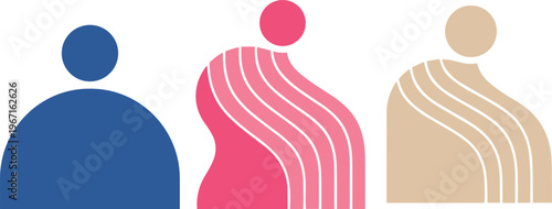 Abstract human profile icons set with colorful shapes and wavy line patterns modern vector avatars for social media user identity concept