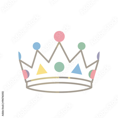 Whimsical Crown Illustration with Colorful Geometric Shapes