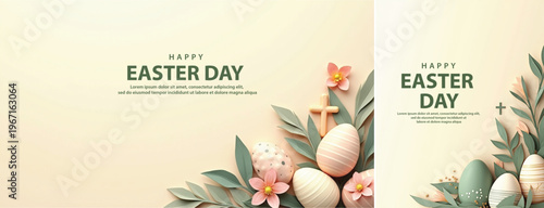Elegant easter day background, Decorative happy easter day background for website, social media template
