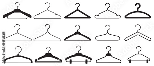 Minimalist wardrobe hanger line art icons for fashion store. vector illustration eps 10