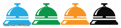 Colorful bell icons in blue green orange and black on white vector illustration