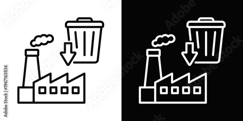 Waste Reduction Icon In Black And White Filled Style.