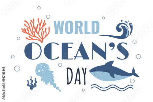 World ocean day illustration