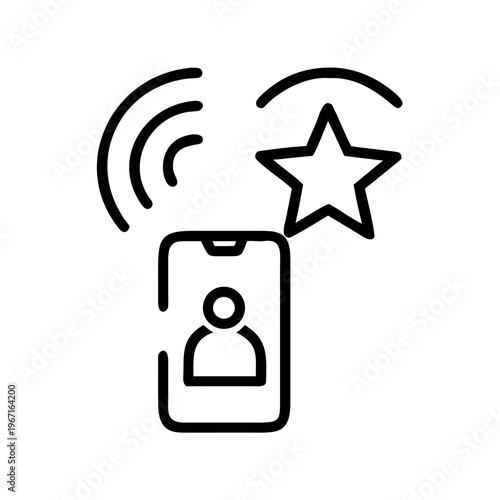 Smart recommendations icon with phone and star outline for app design