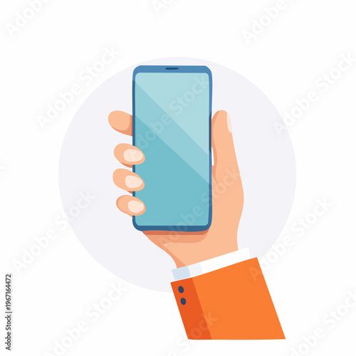 Hand, die ein Smartphone hält – farbige Icon-Illustration
