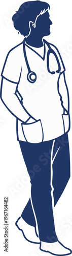 Group of medical professionals doctor nurse team in silhouette standing together