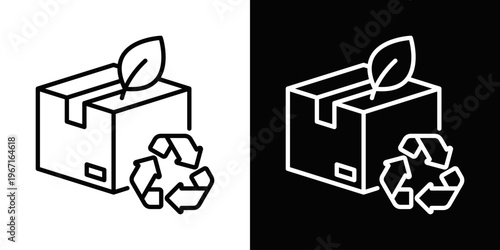 Sustainable Packaging Icon In Black And White Filled Style.