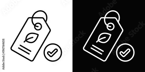 Eco Labeling Icon In Black And White Filled Style.
