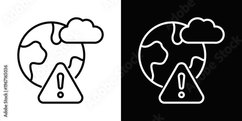 Climate Risk Icon In Black And White Filled Style.