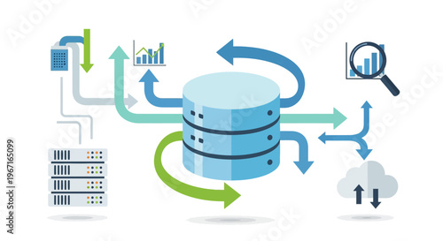 Database, Cloud Storage, Network Connection, Data Flow, Information Exchange