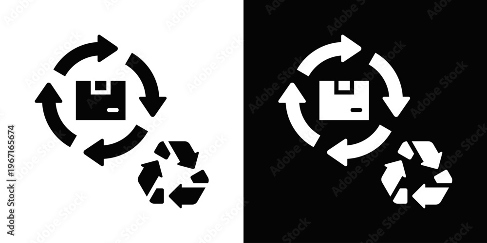Obraz premium Recycling Programs Icon In Black And White Filled Style.
