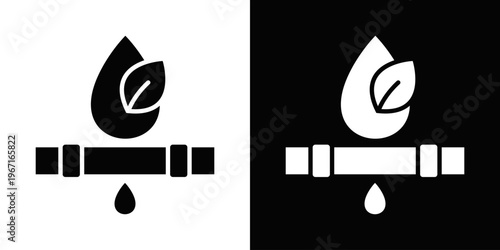 Water Conservation Icon In Black And White Filled Style.