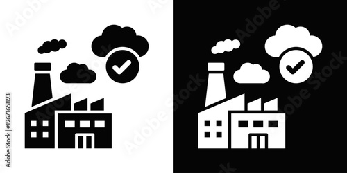 Air Quality Icon In Black And White Filled Style.