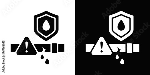 Spill Prevention Icon In Black And White Filled Style.