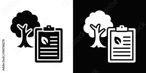 Biodiversity Plan Icon In Black And White Filled Style.