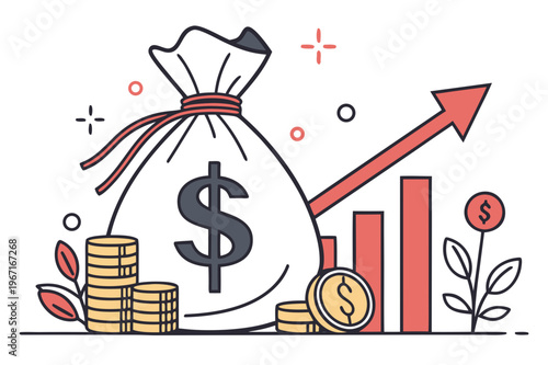 Business Finance Money Bag Icon Set Flat Vector Illustration