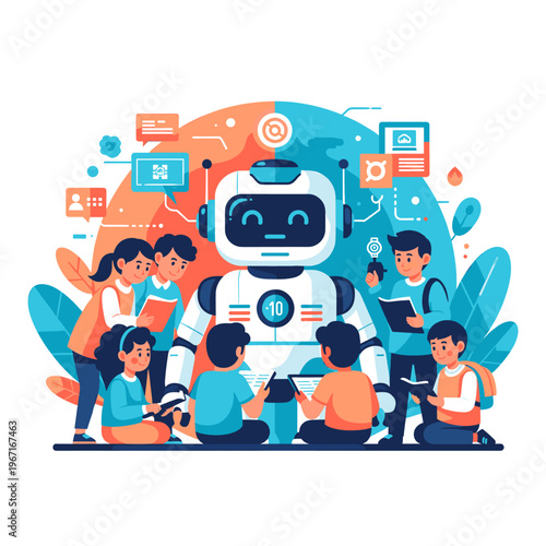 A colorful illustration of two people sitting together, conveying a sense of friendship and togetherness.