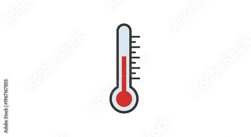 A vector graphic of a thermometer icon with a rising temperature