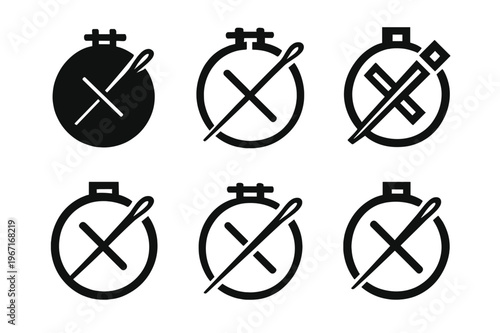 Craft Logo Variations. Craft renaissance. Icon set. Set Logo of Craft renaissance: embroidery hoop with needle. harmonious logo variations of the