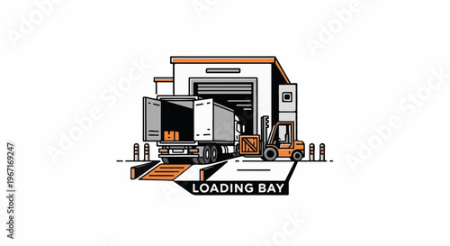 Warehouse loading bay with truck and forklift
