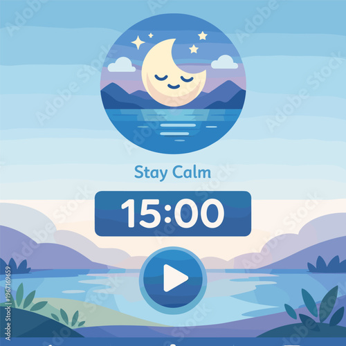 Stay Calm Moon With Stars With Clouds