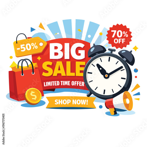 Big Sale Promotion With Shopping Bag With Money