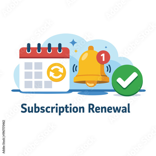 Subscription Renewal With Calendar With Bell With Checkmark