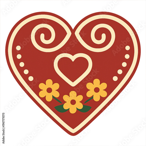 Stylized Croatian Licitar Heart: Traditional Symbol of Love and Affection