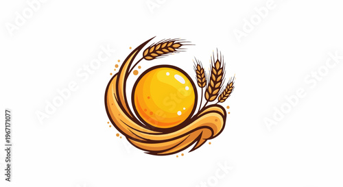 Golden egg nestled within flowing strands of wheat and grain
