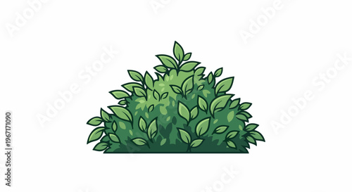 A green, bushy plant with many leaves and a dark outline