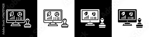 Compliance Monitoring Icon In Black And White Filled Style.
