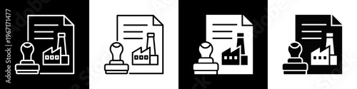 Regulatory Permits Icon In Black And White Filled Style.