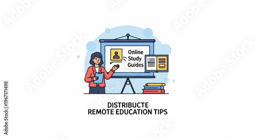 Instructor presents online study guides via projector with stacked books