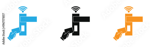 Mobile payment icon set with wi-fi signal for online transactions and digital banking vector illustration