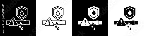 Spill Prevention Icon In Black And White Filled Style.