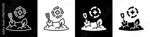 Soil Remediation Icon In Black And White Filled Style.