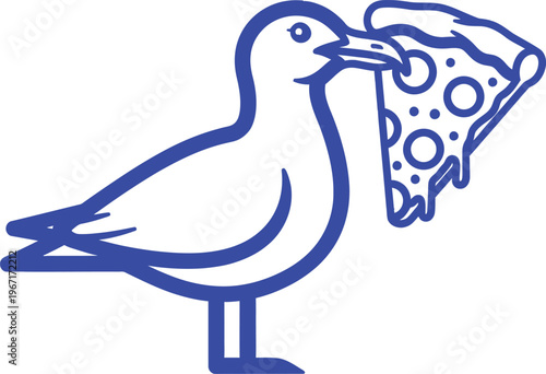 Seagull stealing pizza a whimsical illustration of coastal mischief
