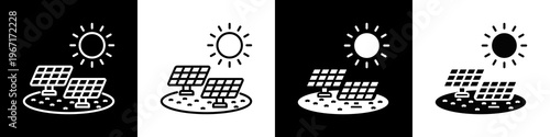 Solar Farms Icon In Black And White Filled Style.
