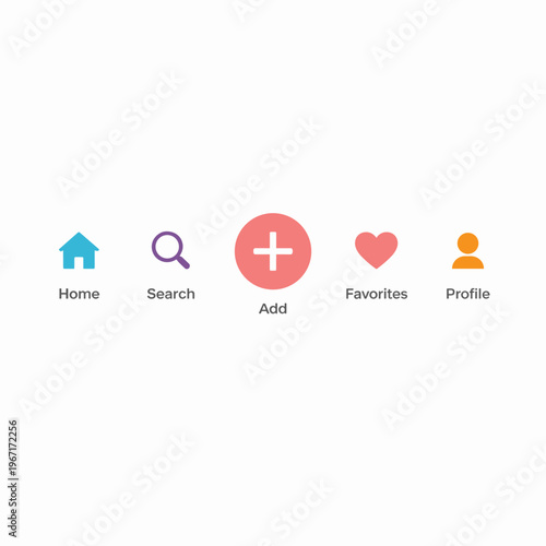 Five App Icons With Home With Search