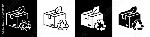 Sustainable Packaging Icon In Black And White Filled Style.