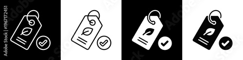 Eco Labeling Icon In Black And White Filled Style.