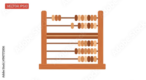 A wooden abacus with beads on rods for calculating and counting