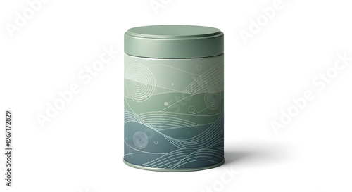 A vector graphic of a green cylindrical container with a wavy design