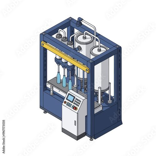 Automated industrial bottle filling and capping machine in operation.