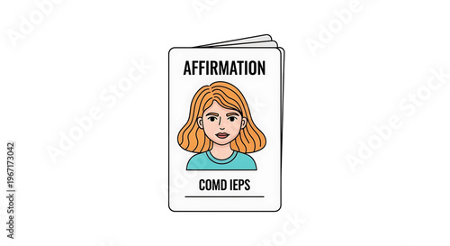 A vector graphic illustration of a woman's affirmation card with a minimalist design