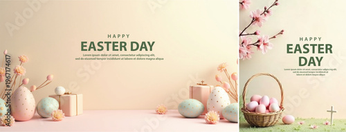 Elegant easter day background, Decorative happy easter day background for website, social media template