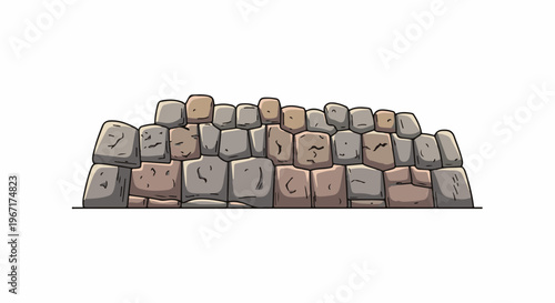 Stylized illustration of a weathered stone wall, textured and uneven