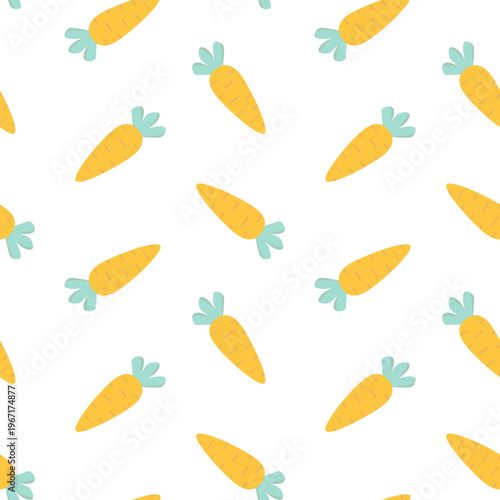 Cute pastel orange carrots seamless pattern on white background. Hand drawn vector illustration.