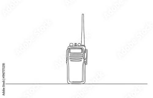 Continuous one simple single abstract line drawing of mobile walkie talkie icon.