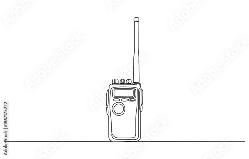 Continuous one simple single abstract line drawing of mobile walkie talkie icon.